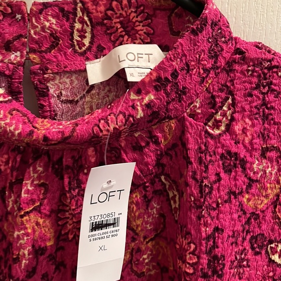 NWT Loft Magenta boho blouse size XL - Picture 5 of 5